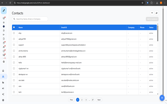 Contact management inside Gmail