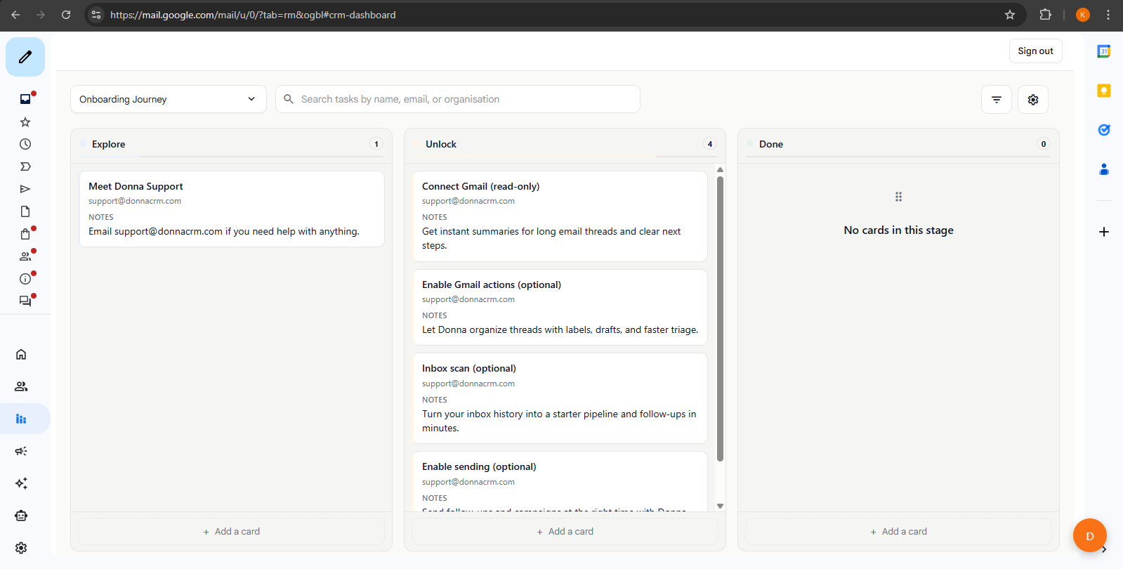 Pipeline tracking in Donna CRM